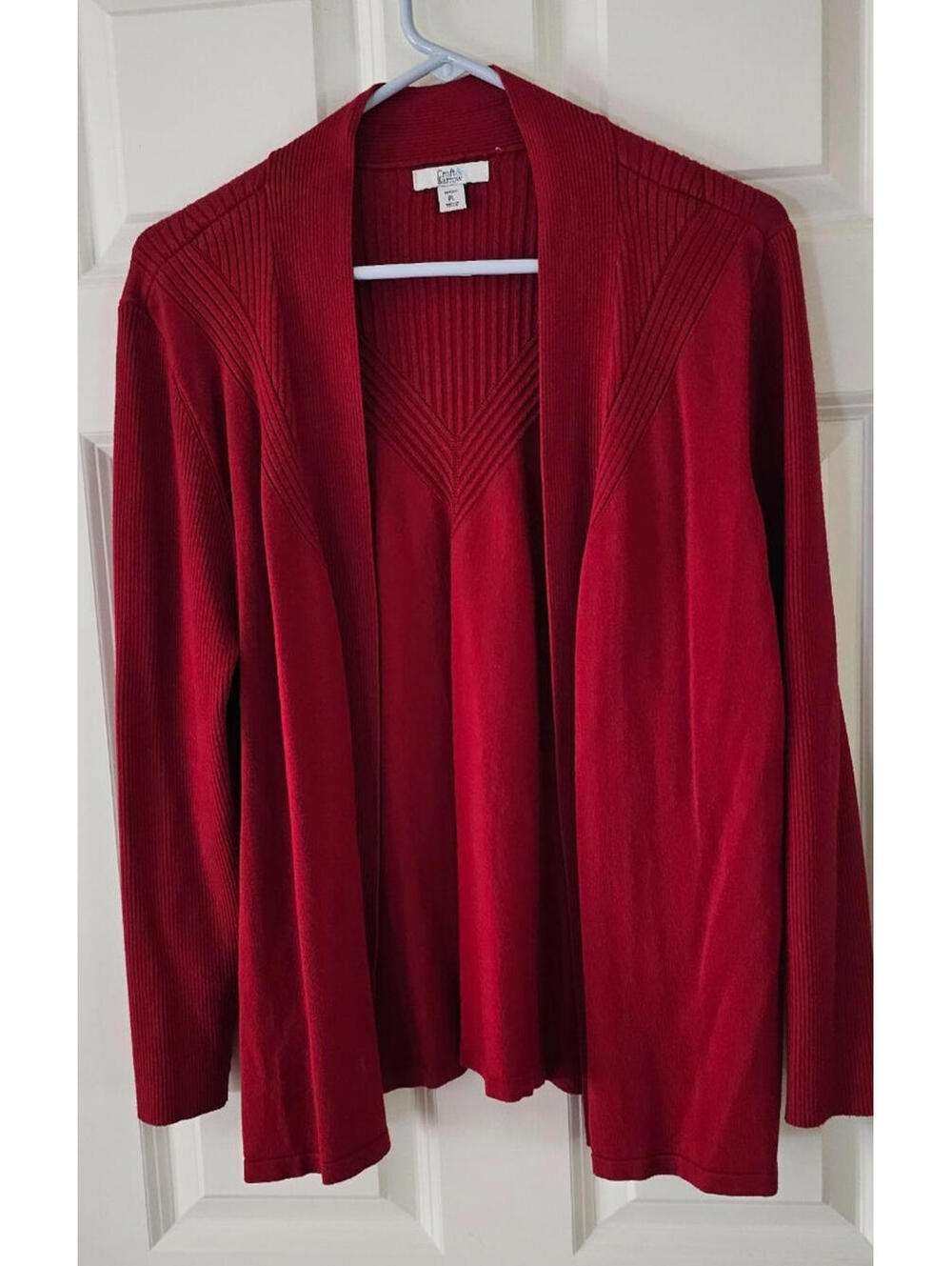 Croft and Barrow Burgundy Open Front Cardigan Sz PL